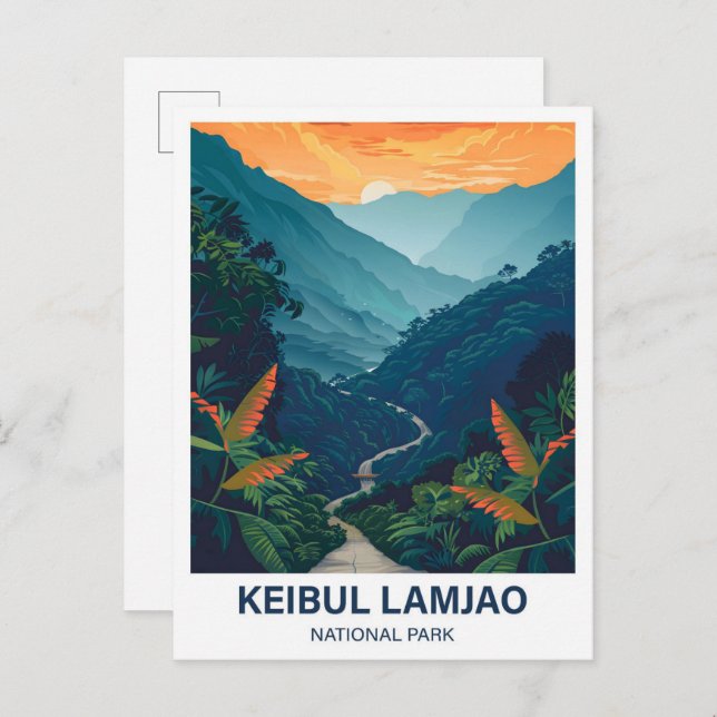 Keibul Lamjao National Park India Travel Vykort (Fram/baksida)