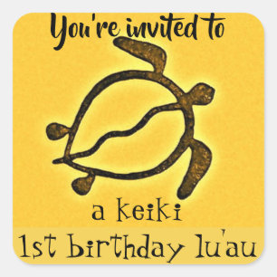 Keiki första födelsedag Luau Fyrkantigt Klistermärke