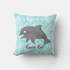 Keiki Watercolor Dolphin Wave Customized Kudde