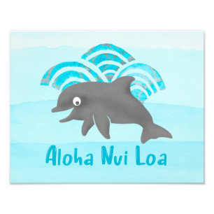 Keiki Watercolor Dolphin Wave Fototryck