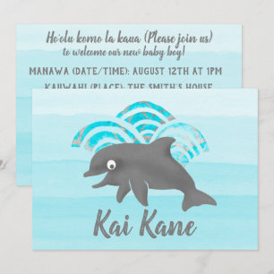 Keiki Watercolor Dolphin Wave Inbjudningar