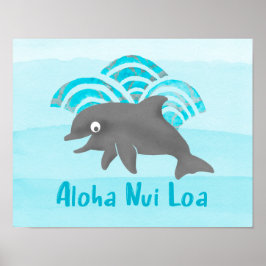 Keiki Watercolor Dolphin Wave Poster