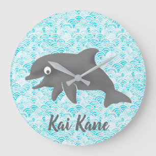 Keiki Watercolor Dolphin Wave Stor Klocka