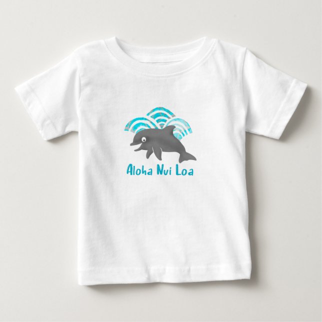 Keiki Watercolor Dolphin Wave T Shirt (Framsida)