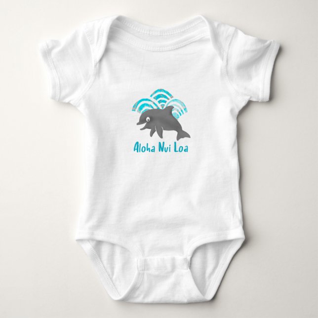 Keiki Watercolor Dolphin Wave T Shirt (Framsida)
