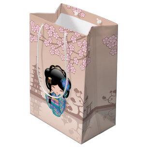 Keiko Kokeshi Doll - Blue Kimono Geisha Girl