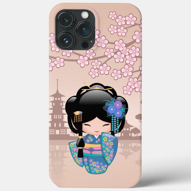 Keiko Kokeshi Doll - Blue Kimono Geisha Girl (Baksida)
