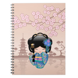 Keiko Kokeshi Doll - Blue Kimono Geisha Girl Anteckningsbok