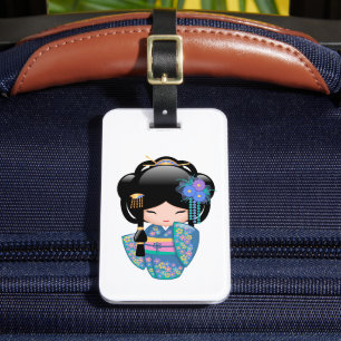 Keiko Kokeshi Doll - Blue Kimono Geisha Girl Bagagebricka