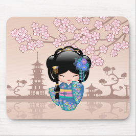 Keiko Kokeshi Doll - Blue Kimono Geisha Girl Musmatta
