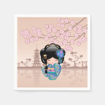 Keiko Kokeshi Doll - Blue Kimono Geisha Girl