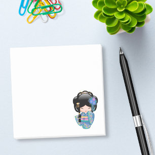 Keiko Kokeshi Doll - Blue Kimono Geisha Girl Post-it Block