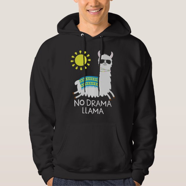 Kein Drama Lama Alpaca Happy Freedom Llama Sunglas Hoodie (Framsida)