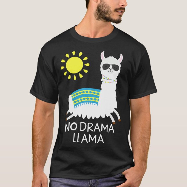 Kein Drama Lama Alpaca Happy Freedom Llama Sunglas T Shirt (Framsida)