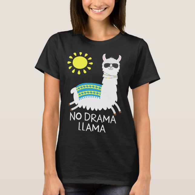 Kein Drama Lama Alpaca Lycklig Freedom Llama Sungl T Shirt (Framsida)