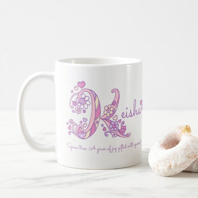 Keisha namn betyder dekorativt K monogram pastel Kaffemugg (Med munk)