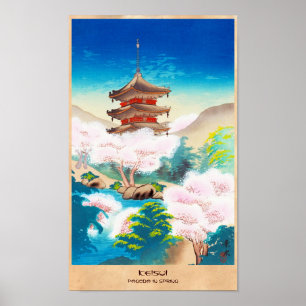 Keisui Pagoda i Vår japansk orientalscenery Poster