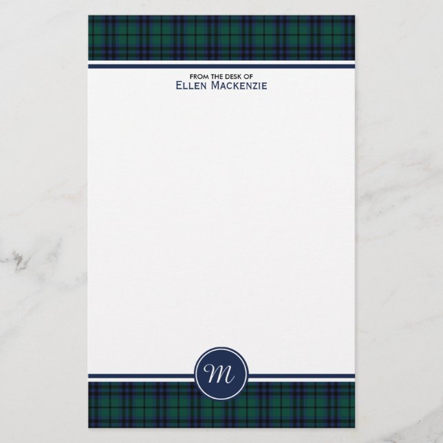 Keith Klan Modern Tartan Monogram Brevpapper (Framsida)