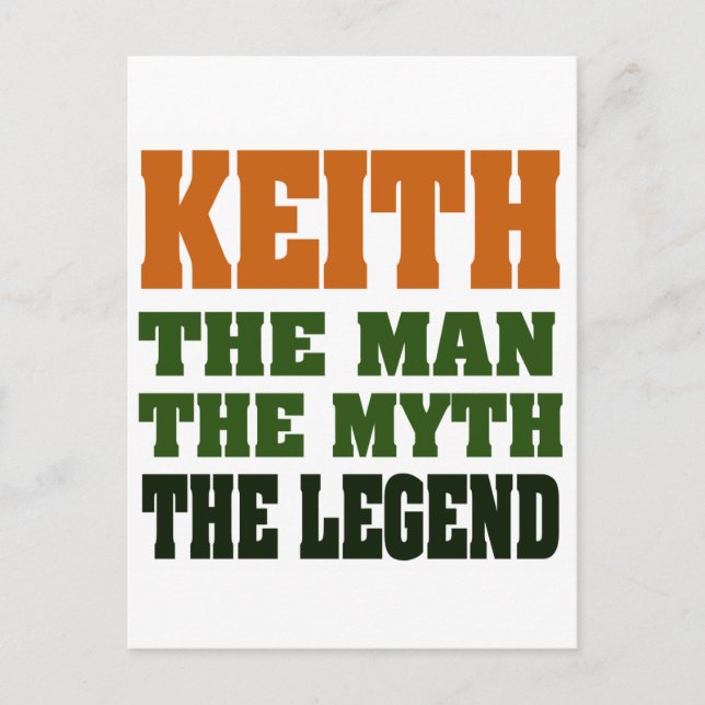 KEITH, mannen, myten, legenden! Vykort (Framsida)