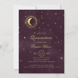 kejsarblå guld-stjärnor Quinceanera Inv Inbjudningar
