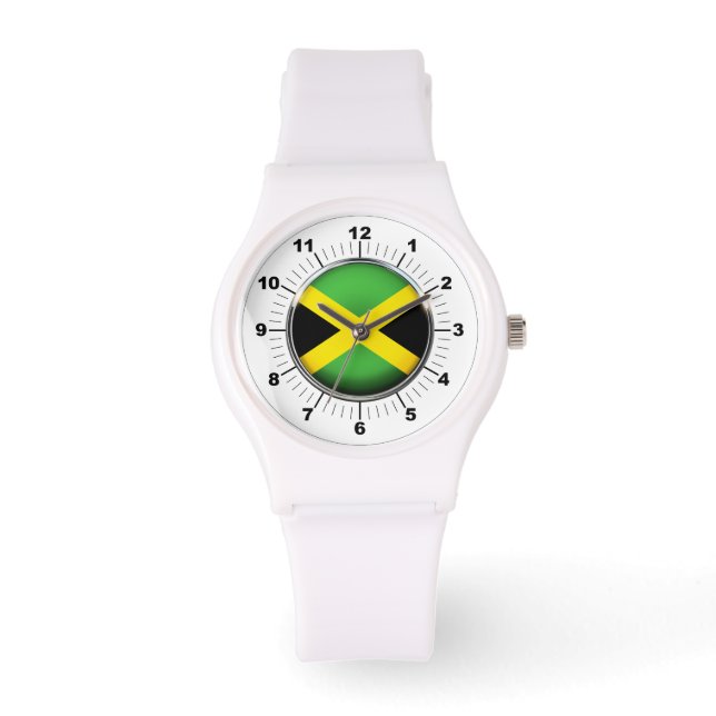 Kejsardömet Jamaica Flagga Sporty White Silicon Wa Armbandsur (Framsida)