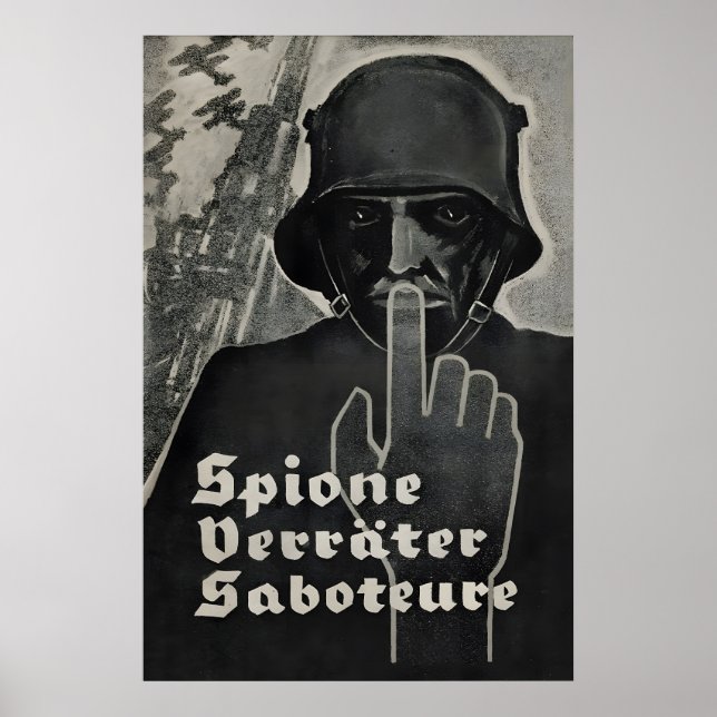 Kejsardömet Tyskland Propaganda WWI-affisch Spione Poster (Framsidan)