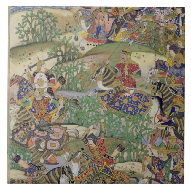 Kejsare Akbar (r.1556-1605) på striden av Samal Kakelplatta (Framsidan)