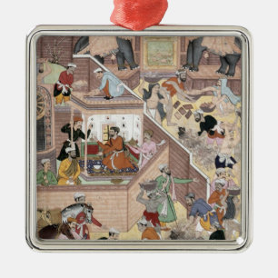 Kejsare Akbar (r.1556-1605) som kontrollerar Julgransprydnad Metall