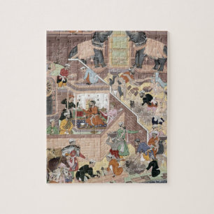 Kejsare Akbar (r.1556-1605) som kontrollerar Pussel