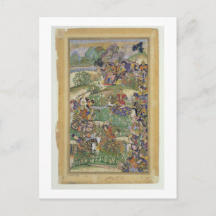 Kejsare Akbar (r.1556-1605) vid slaget om Samal Vykort