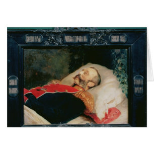 Kejsare Alexander II på hans dödsbädd, 1881 Hälsningskort