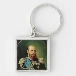 Kejsare Alexander III Fyrkantig Silverfärgad Nyckelring