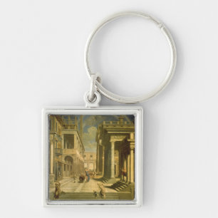 Kejsare Augustus och sibylen, 1535 Fyrkantig Silverfärgad Nyckelring