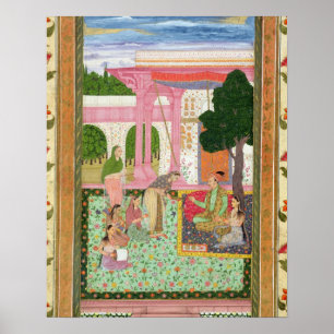 Kejsare Jahangir (1569-1627) med hans gemål och Poster