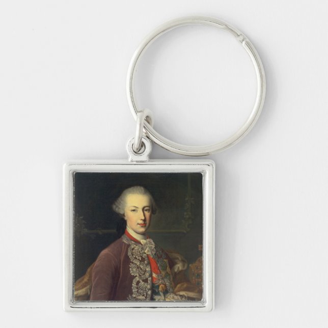 Kejsare Joseph II av Tyskland Fyrkantig Silverfärgad Nyckelring (Framsidan)