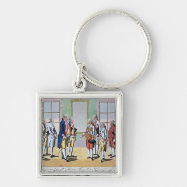 Kejsare Leopold II Fyrkantig Silverfärgad Nyckelring (Framsidan)