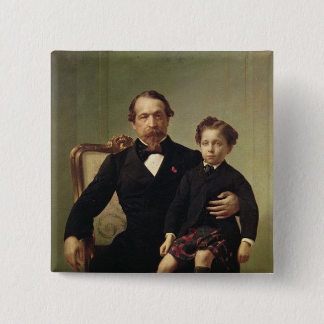 Kejsare Louis-Napoleon Bonaparte och hans son Knapp (Framsida)