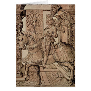 Kejsare Maximilian mig som rider en häst, 1518 Hälsningskort