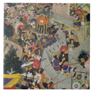Kejsaren Akbar (r.1556-1605) skjuter Saimal på se Kakelplatta