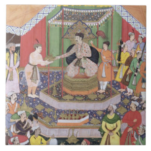 Kejsaren Akbar (r.1556-1605) underhöll vid hans Kakelplatta