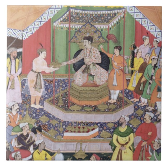 Kejsaren Akbar (r.1556-1605) underhöll vid hans Kakelplatta (Framsidan)