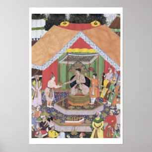 Kejsaren Akbar (r.1556-1605) underhöll vid hans Poster