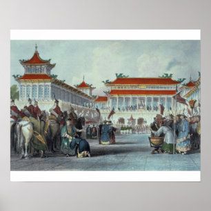 Kejsaren Teaon-Kwang som granskar hans vaktmästare Poster