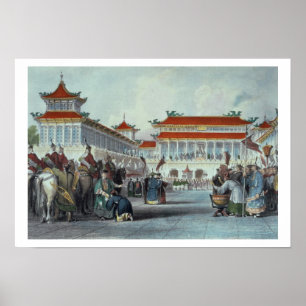 Kejsaren Teaon-Kwang som granskar hans vaktmästare Poster