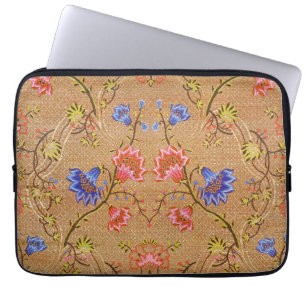 Kejsarens röda och guldnyllrade blomsterbroderade laptop fodral