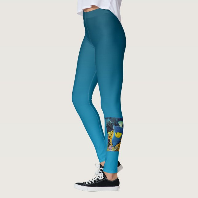 Kejsarfisk vid korallrev - Fotografisk design |  Leggings (Vänster)