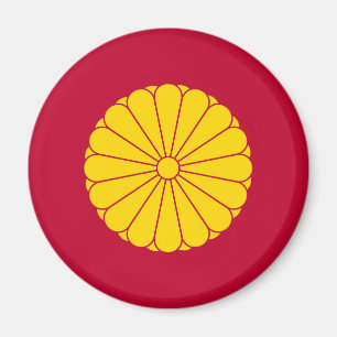Kejsarflagga Japan symbol kejsare blomma gul k Magnet