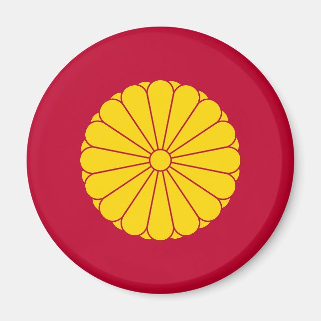 Kejsarflagga Japan symbol kejsare blomma gul k Magnet (Framsidan)