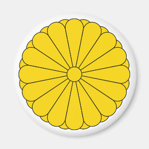 Kejsarflagga Japan symbol kejsare blomma gul k Magnet