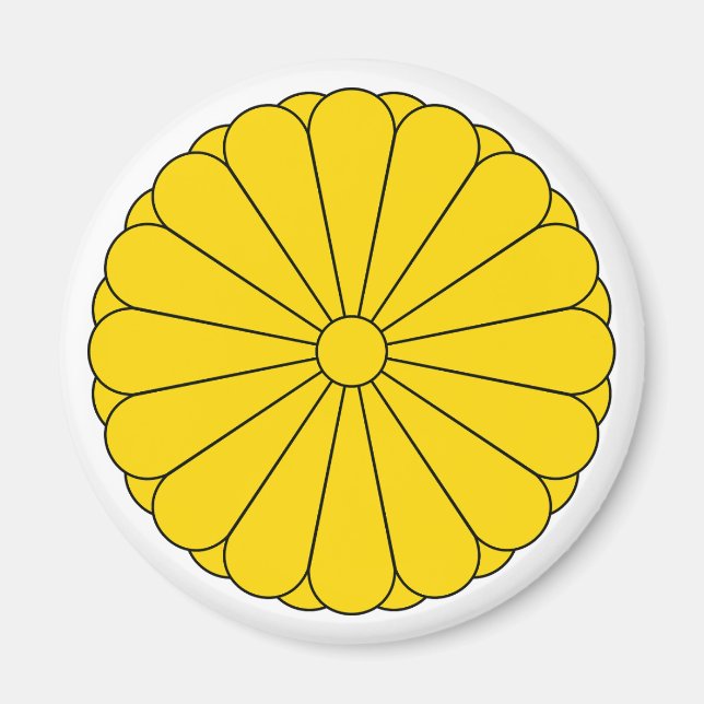 Kejsarflagga Japan symbol kejsare blomma gul k Magnet (Framsidan)